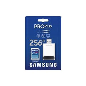 Samsung/SDXC/256GB/180MBps/USB 3.0/USB-A/Class 10/+ Adaptér/Modrá MB-SD256SB/WW