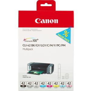 Cartridge Canon CLI-42, černá, šedá, světle šedá, azurová, purpurová, žlutá, fotografická azurová a purpurová, multipack, origin