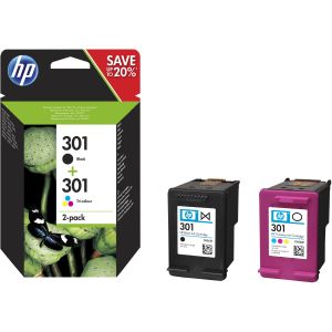 Cartridge HP 301 (N9J72AE), dvojbalení, černá, barevná, multipack, originál