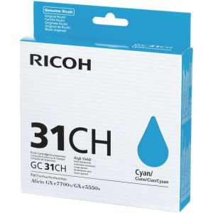 Cartridge Ricoh GC31HC, 405702, azurová (cyan), originál