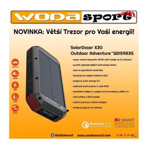 Wodasport - X30 - Solární powerbanka Wodasport® SolarDozer X30, Outdoor Adventure™ 30100 mAh 7v1 X30