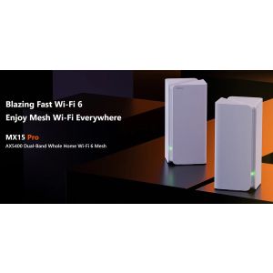 Tenda Nova MX15 Pro (2-pack) WiFi 6 AX5400 Mesh Gigabit systém, 6x GLAN/GWAN, WPA3, VPN, CZ app 75012011