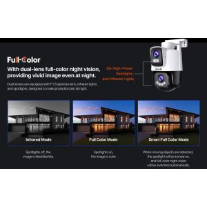 Tenda RH9-WCA - Vonkajšia otočná Dual Lens IP65 Wi-Fi 6 MPx kamera, nočná LED, audio, detekcia, CZ app 75012014