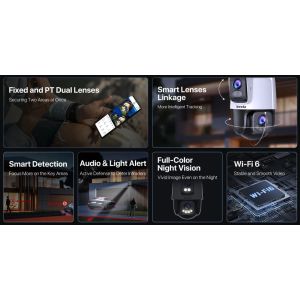 Tenda RH9-WCA - Vonkajšia otočná Dual Lens IP65 Wi-Fi 6 MPx kamera, nočná LED, audio, detekcia, CZ app 75012014