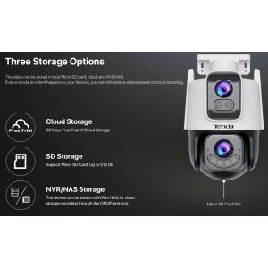 Tenda RH9-WCA - Vonkajšia otočná Dual Lens IP65 Wi-Fi 6 MPx kamera, nočná LED, audio, detekcia, CZ app 75012014