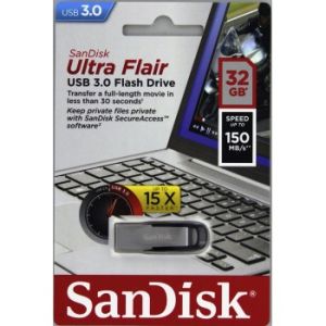 SanDisk Ultra Flair/32GB/150MBps/USB 3.0/USB-A/Černá SDCZ73-032G-G46