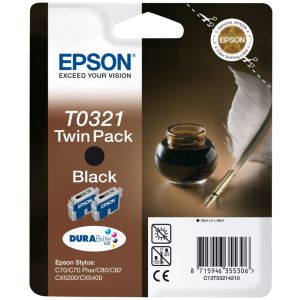 Cartridge Epson T0321, dvojbalení, černá (black), originál