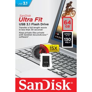 SanDisk Ultra Fit/64GB/130MBps/USB 3.1/USB-A/Černá SDCZ430-064G-G46