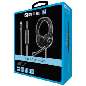 Sandberg PC slúchadlá USB-C Chat Headset 126-47