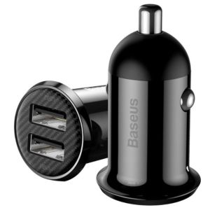 Baseus CCALLP-01 Grain Pro Nabíjačka do Autá 2xUSB 4.8A Black 6953156202009