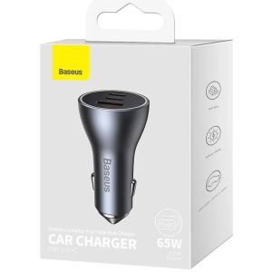 Baseus CGJP010013 Nabíjačka do Autá Triple Quick Charger USB/USB-C/USB-C 65W Dark Grey 6932172610289