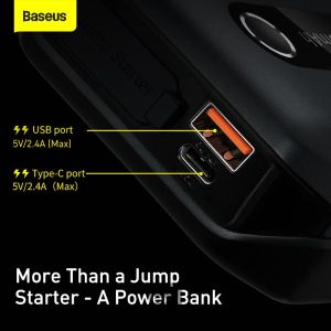 Baseus power banka Super Energy Air 10000 mAh so štartovacími káblami čierna 6932172604196
