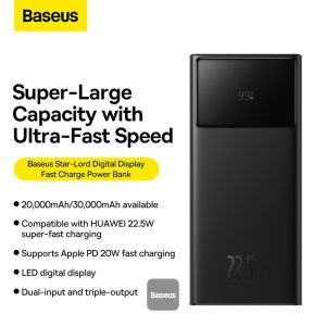 Baseus power banka Star-Lord 30000 mAh 22,5 W USB/USB-C čierna 6932172620714