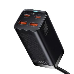 Baseus Rýchlonabíjačka do siete GaN3, 2x USB-A, 2x USB-C 100W čierna 6953156209053