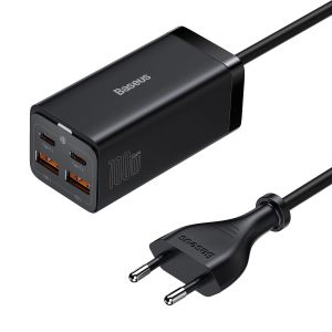 Baseus Rýchlonabíjačka do siete GaN3, 2x USB-A, 2x USB-C 100W čierna 6953156209053