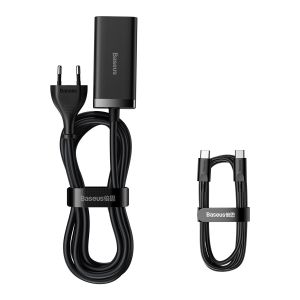 Baseus Rýchlonabíjačka do siete GaN3, 2x USB-A, 2x USB-C 100W čierna 6953156209053