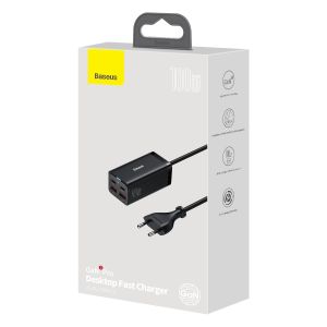 Baseus Rýchlonabíjačka do siete GaN3, 2x USB-A, 2x USB-C 100W čierna 6953156209053