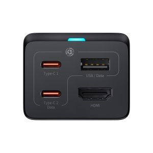Baseus Nabíjačka do siete GaN5 Pro 2x USB-C/USB-A/HDMI 67W kábel 1.5m/USB-C kábel 1m čierna 6932172613006