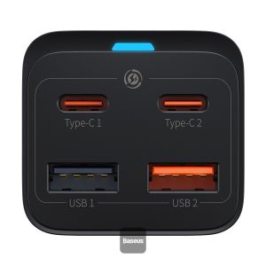 Baseus rýchlonabíjačka do siete GaN3 Pro, 2x USB-C, 2x USB 65W čierna 6932172600334