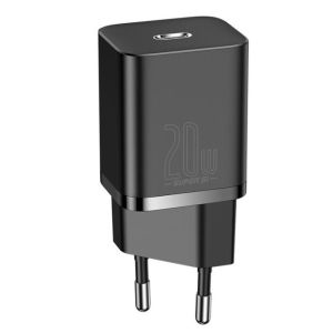 Baseus rýchlonabíjačka do siete Super Si USB-C PD QC 20W čierna s káblom USB-C/Lightning 1m 6953156230057