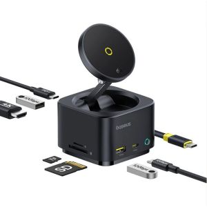 Baseus Nabíjacia stanica MagPro 7v1 s bezdrôtovým nabíjaním 15W cosmic black 6932172672669