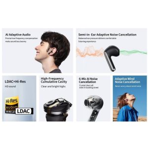 QCY - HT10 PRO+ AilyBuds, ANC slúchadlá, čierna HT10 pro+ black