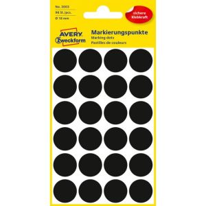 Etikety kruhové 18mm Avery černé