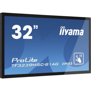32" iiyama TF3239MSC-B1AG: AMVA, FullHD, capacitive, 12P, 500cd/m2, VGA, HDMI, DP, 24/7, IP54, černý TF3239MSC-B1AG