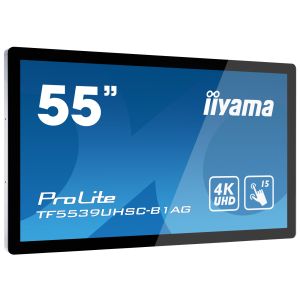 55" iiyama TF5539UHSC-B1AG: IPS, 4K, capacitive, 15P, 500cd/m2, VGA, HDMI, DP, 24/7, IP54, černý TF5539UHSC-B1AG
