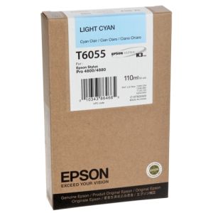 Cartridge Epson T6055, světlá azurová (light cyan), originál