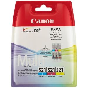 Cartridge Canon CLI-521, CMY, trojbalení, multipack, originál