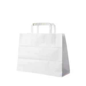 Papírové tašky 32+16x27 cm bílé /50 ks/