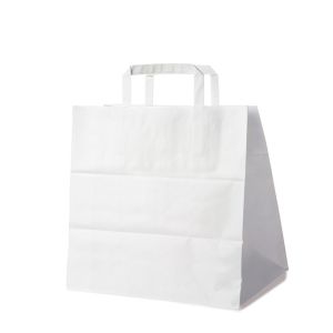 Papírové tašky 32+21x33 cm bílé /50 ks/