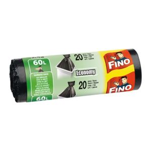 Pytle zavazovací FINO Economy 60 ℓ, 13 mic., 59 x 72 cm, černé (20 ks)