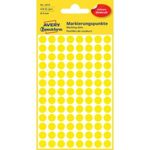 Etikety kruhové 8mm Avery žluté