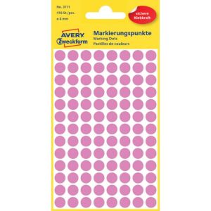 Etikety kruhové 8mm Avery růžové