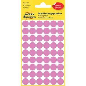 Etikety kruhové 12mm Avery růžové