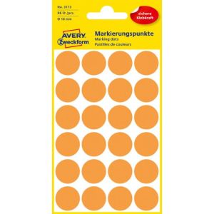 Etikety kruhové 18mm Avery neonově oranžové