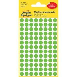 Etikety kruhové 8mm Avery odnímatelné zelené