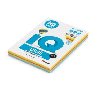 Barevný papír IQ color 5x50 mix intenzivní barvy, A4, 80g