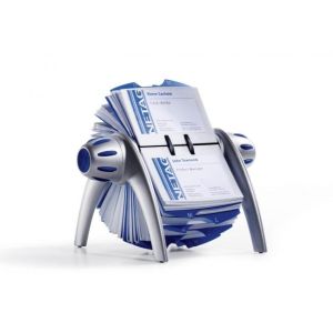 Rotační stolní vizitkář na 400 vizitek VISIFIX Flip VEGAS stříbrný/modrý