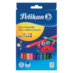 Barvičky Pelikan trojhranné tlusté 12 ks