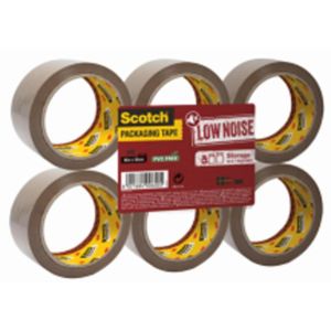 Balící páska Scotch s tichým odvíjením, neobsahuje PVC, hnědá, 48mm x 50m, 6 rolí