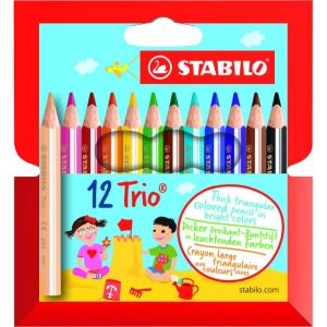 Barvičky STABILO Trio silné a krátké 12 ks v kartonovém obalu