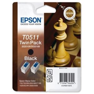 Cartridge Epson T0511, dvojbalení, černá (black), originál