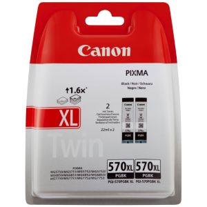 Cartridge Canon PGI-570PGBK XL, dvojbalení, černá (black), originál