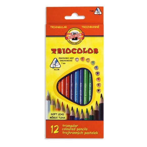 Tříhranné barevné tužky TRIOCOLOR 12ks