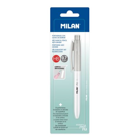 Mikrotužka / Pentelka MILAN PL1 Antibacterial HB 0,7mm - šedá, blistr