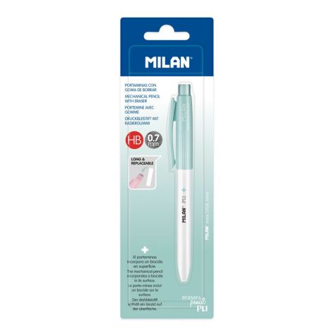 Mikrotužka / Pentelka MILAN PL1 Antibacterial HB 0,7mm - tyrkysová, blistr