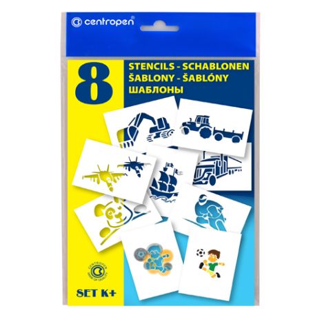 Šablony papírové CENTROPEN 9996/K Motivy pro kluky, sada 8 ks
